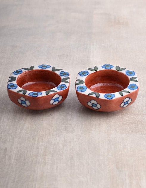 Blue Pottery T-Holder Set Of 2 Pcs.